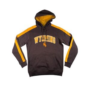 Champion University Wyoming Cowboys Hoodie Sweatshirt Stitched Brown Mens Sz S